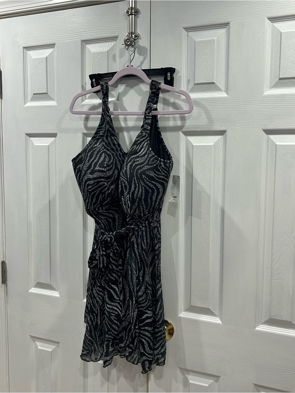 Swim by Cacique Black Printed One-Piece Swimdress